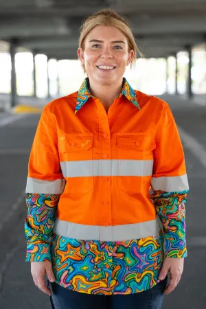 Women's Splatisfaction Orange Day/Night Hi Vis Workshirt